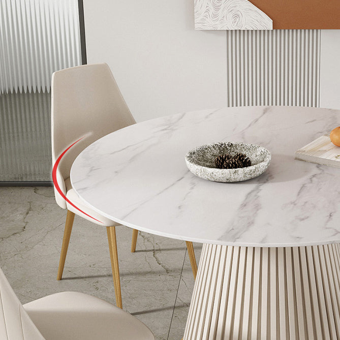 Sintered Stone Dining Table Round Dining Table with Metal Base