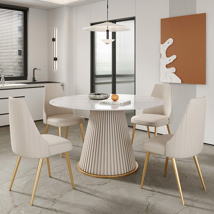 Sintered Stone Dining Table Round Dining Table with Metal Base
