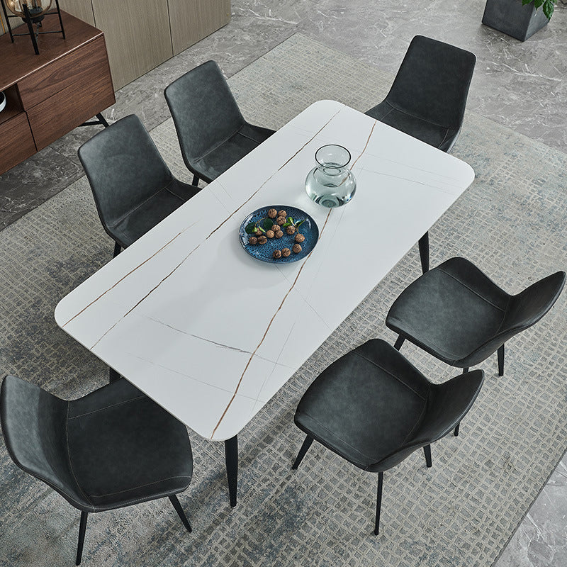 Rectangular Sintered Stone Dining Table Modern Furniture with 4 Legs in Matte Finish