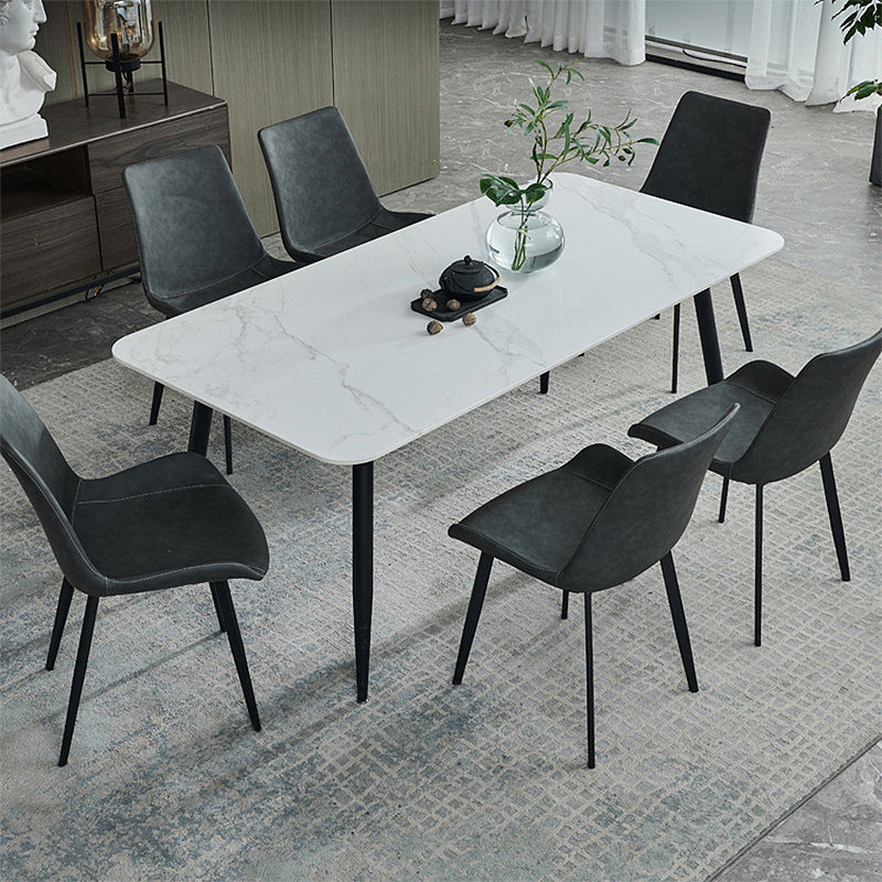 Rectangular Sintered Stone Dining Table Modern Furniture with 4 Legs in Matte Finish