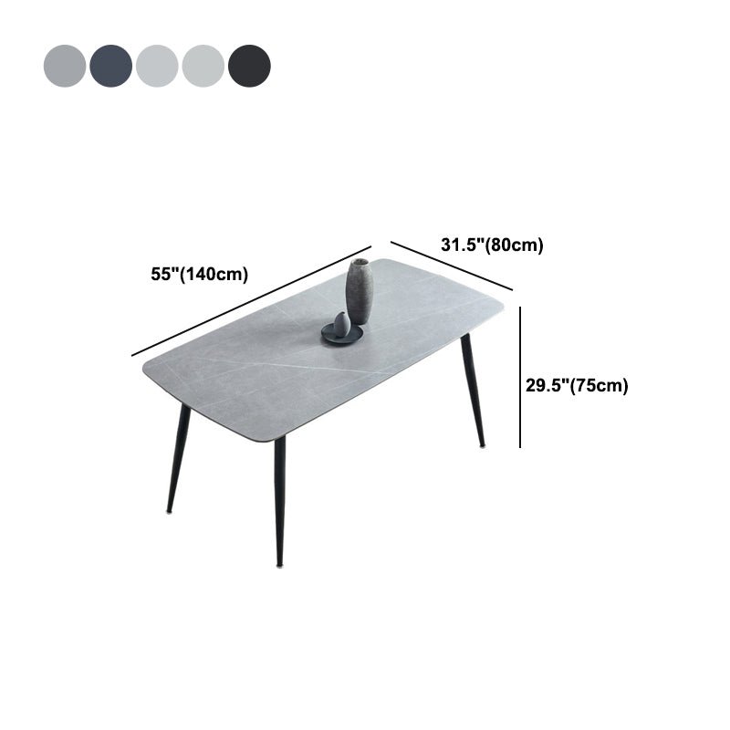 Rectangular Sintered Stone Dining Table Modern Furniture with 4 Legs in Matte Finish