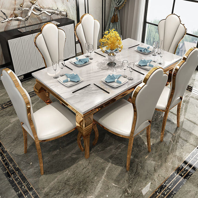 Traditional Luxury Dining Table Rectangle Metal Gold Tripod Dining Table