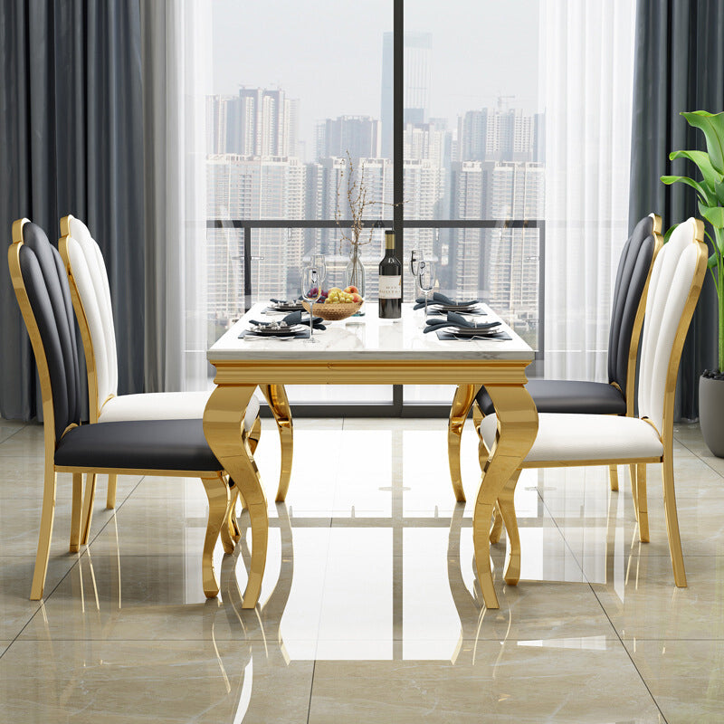 Traditional Luxury Dining Table Rectangle Metal Gold Tripod Dining Table