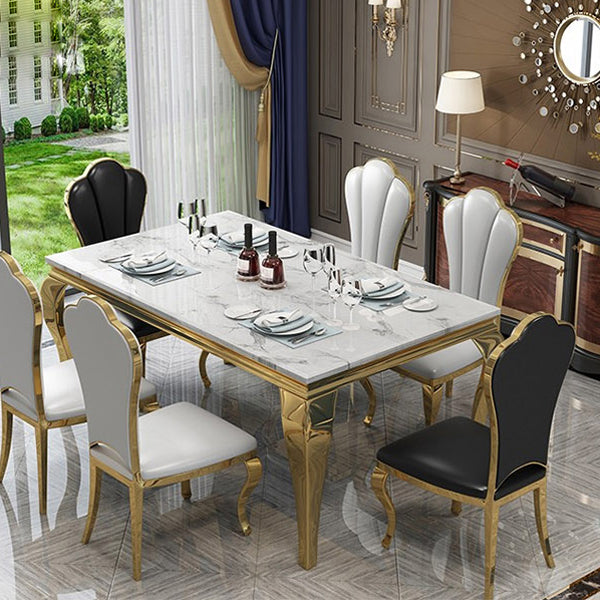 Traditional Luxury Dining Table Rectangle Metal Gold Tripod Dining Table