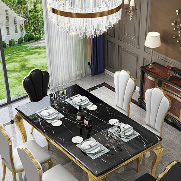 Traditional Luxury Dining Table Rectangle Metal Gold Tripod Dining Table