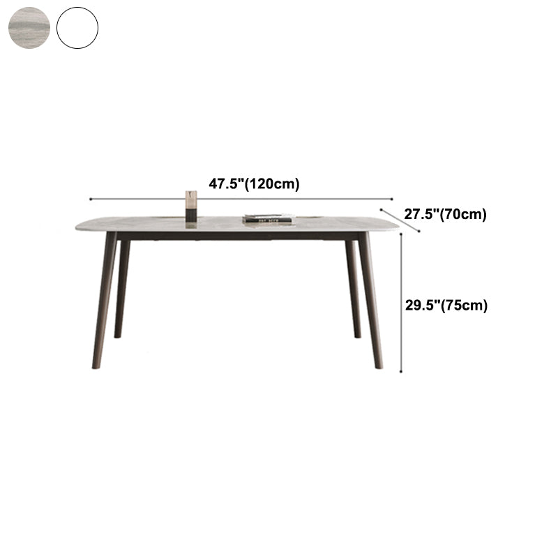 Moderne eettafel uit het midden van de eeuw, rechthoekig stenen blad, eettafel met 4 poten