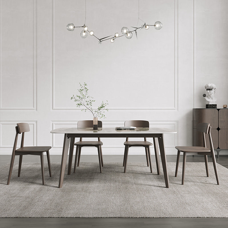 Retro Modern Rectangle Dining Site Table Stone Top 4-foot Oak Solid Wood Table
