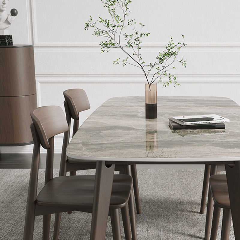 Retro Modern Rectangle Dining Site Table Stone Top 4-foot Oak Solid Wood Table