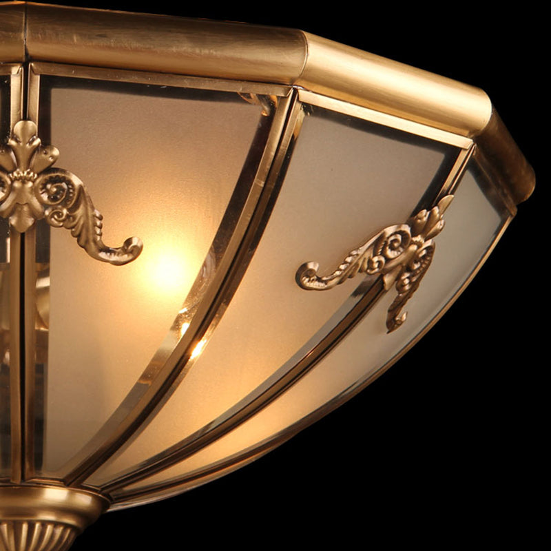 Flush Mount Ceiling Light Vintage Style Shaded Glass Flush Ceiling Light in Brass