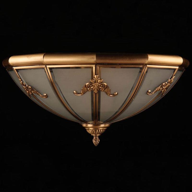 Flush Mount Ceiling Light Vintage Style Shaded Glass Flush Ceiling Light in Brass