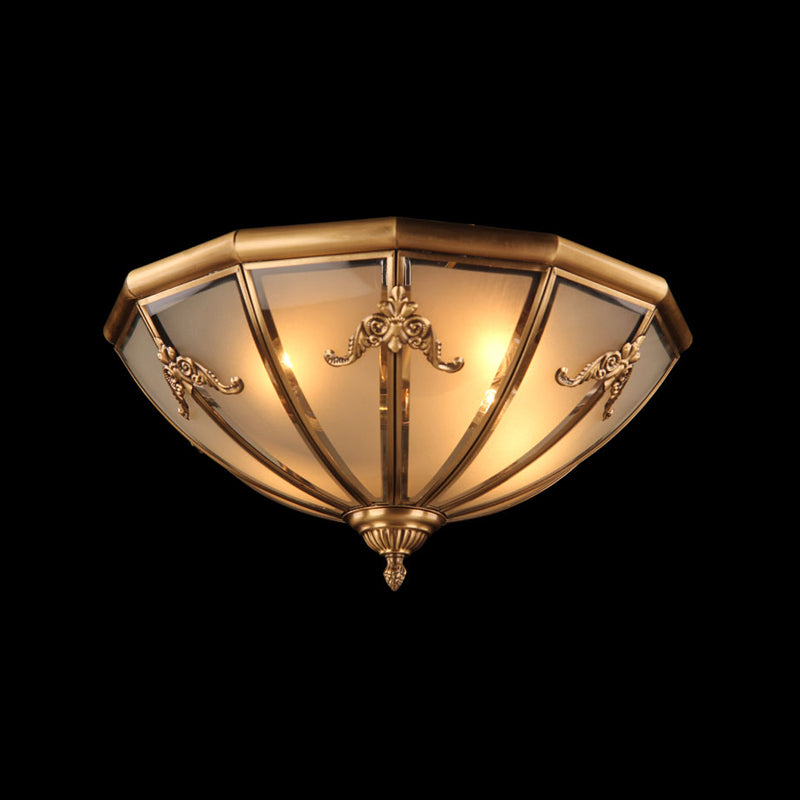 Flush Mount Ceiling Light Vintage Style Shaded Glass Flush Ceiling Light in Brass