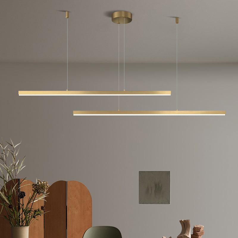 Gold Aluminum Island Lamps Linear Restaurant LED Pendant Lights with Acrylic Shade