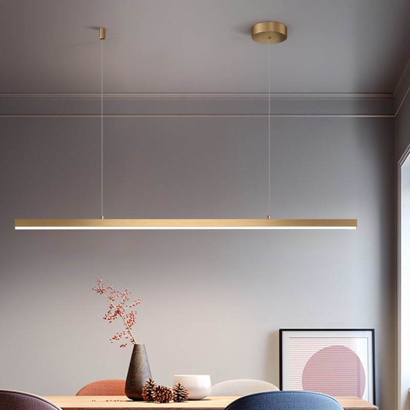 Gold Aluminum Island Lamps Linear Restaurant LED Pendant Lights with Acrylic Shade