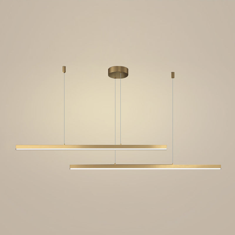 Gold Aluminum Island Lamps Linear Restaurant LED Pendant Lights with Acrylic Shade