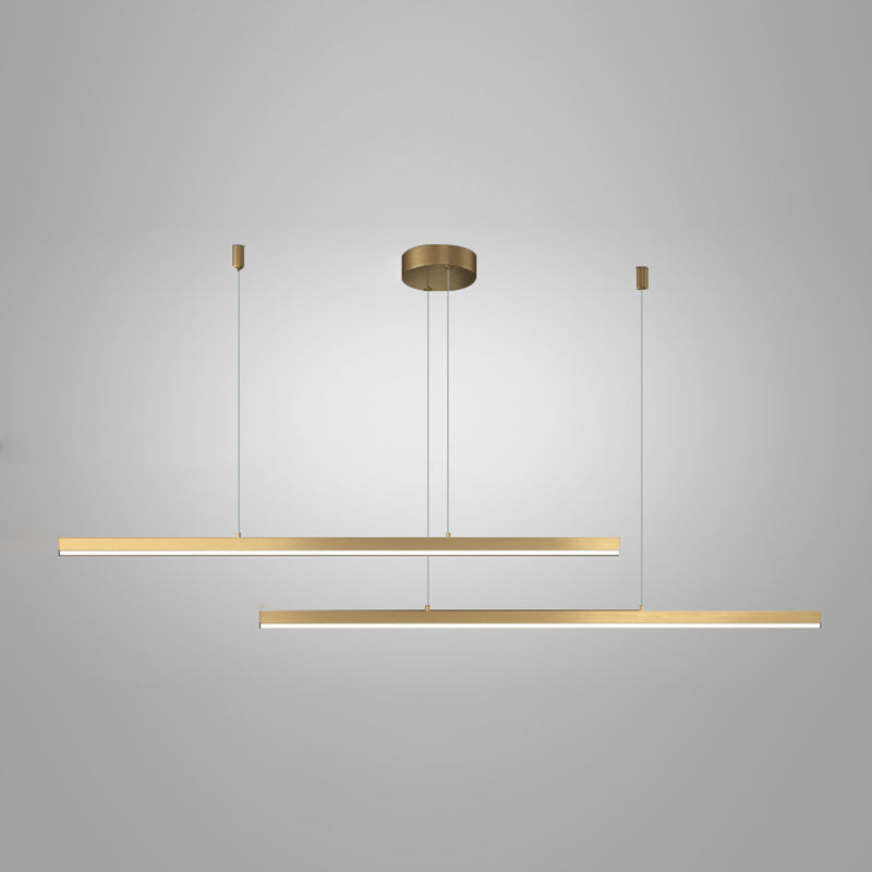 Gold Aluminum Island Lamps Linear Restaurant LED Pendant Lights with Acrylic Shade
