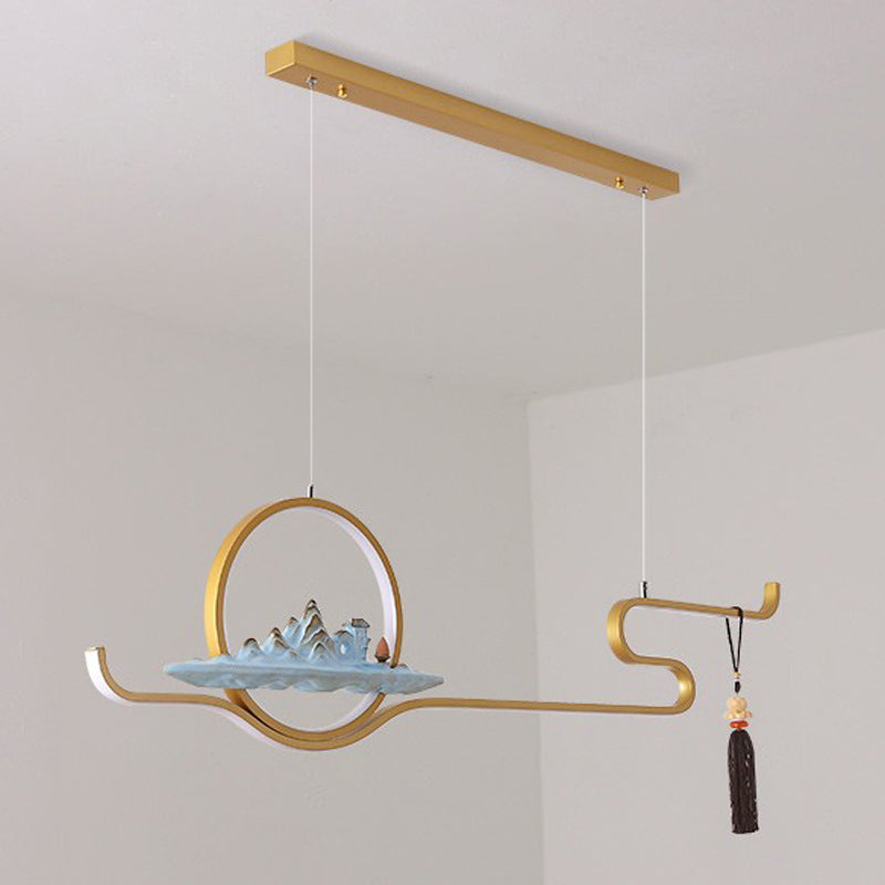 Contemporary Kitchen Pendant Lights Linear Island Chandelier Lights Metal 2 Light