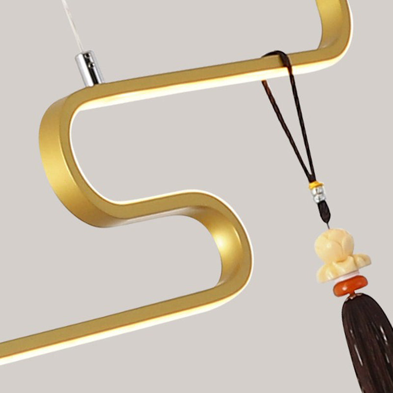 Contemporary Kitchen Pendant Lights Linear Island Chandelier Lights Metal 2 Light