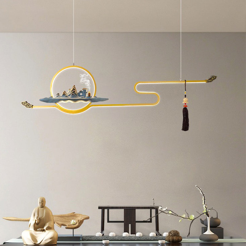 Contemporary Kitchen Pendant Lights Linear Island Chandelier Lights Metal 2 Light