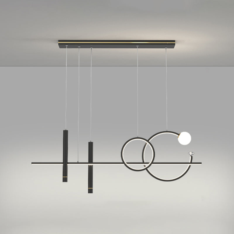 Contemporary Island Light Linear Metal 6 Light Island Chandelier Lights