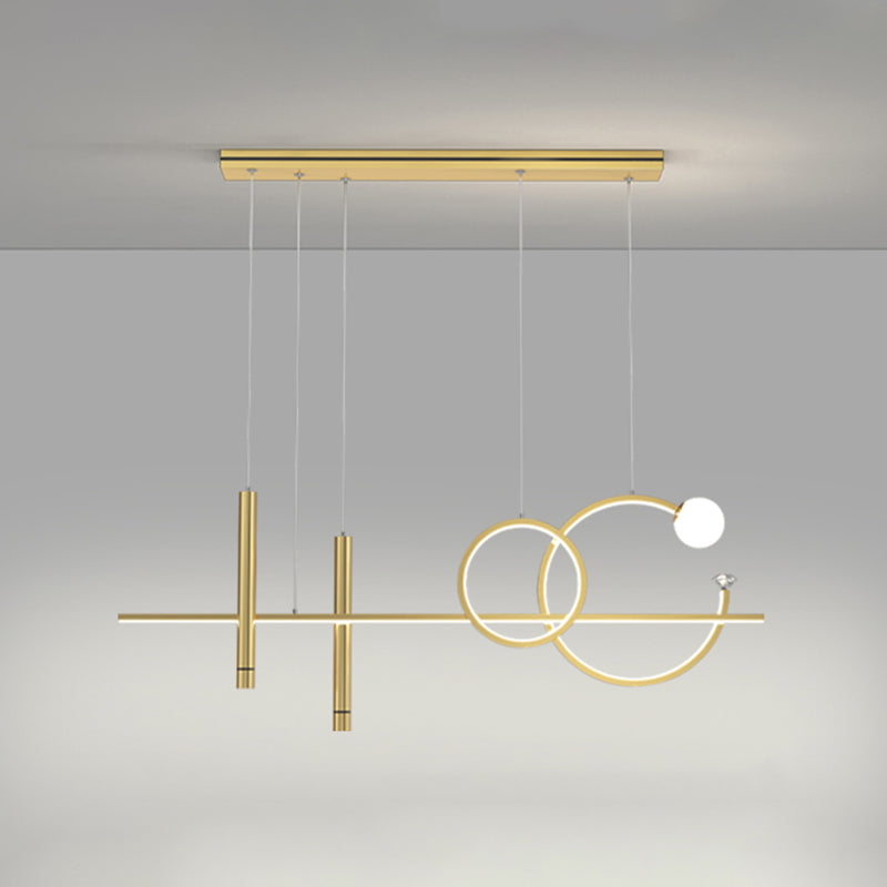 Contemporary Island Light Linear Metal 6 Light Island Chandelier Lights