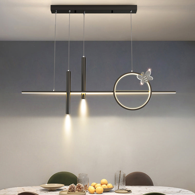 Contemporary Island Light Linear Metal 4 Light Island Chandelier Lights