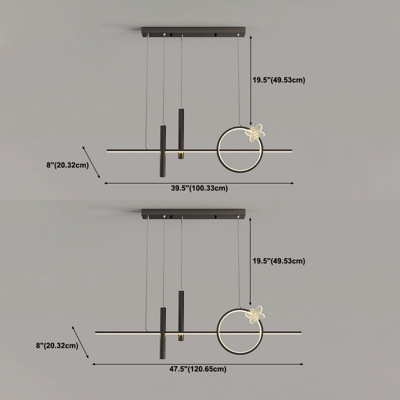 Contemporary Island Light Linear Metal 4 Light Island Chandelier Lights