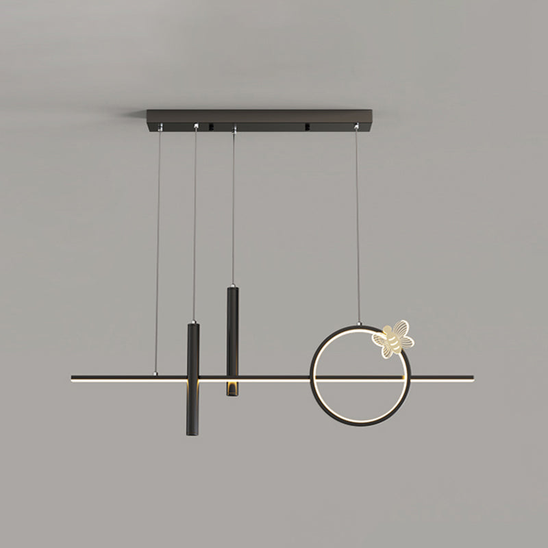 Contemporary Island Light Linear Metal 4 Light Island Chandelier Lights