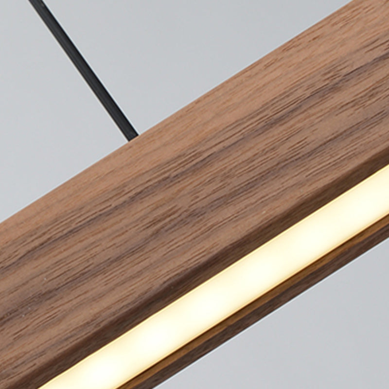 Modern Style Linear Hanging Pendant Light Wood 1-Light Ceiling Pendant Light