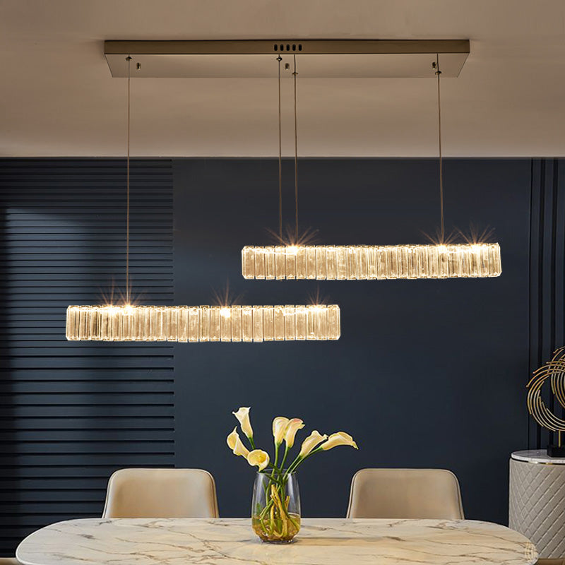 Contemporary Island Light Linear Crystal Island Chandelier Lights for Kitchen