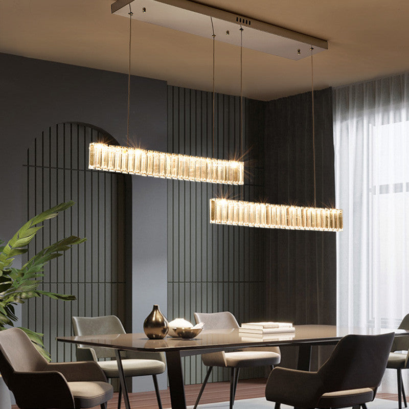 Contemporary Island Light Linear Crystal Island Chandelier Lights for Kitchen