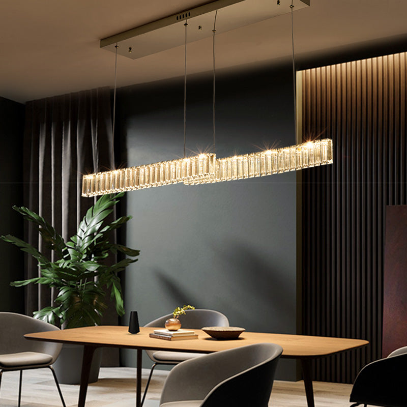Contemporary Island Light Linear Crystal Island Chandelier Lights for Kitchen