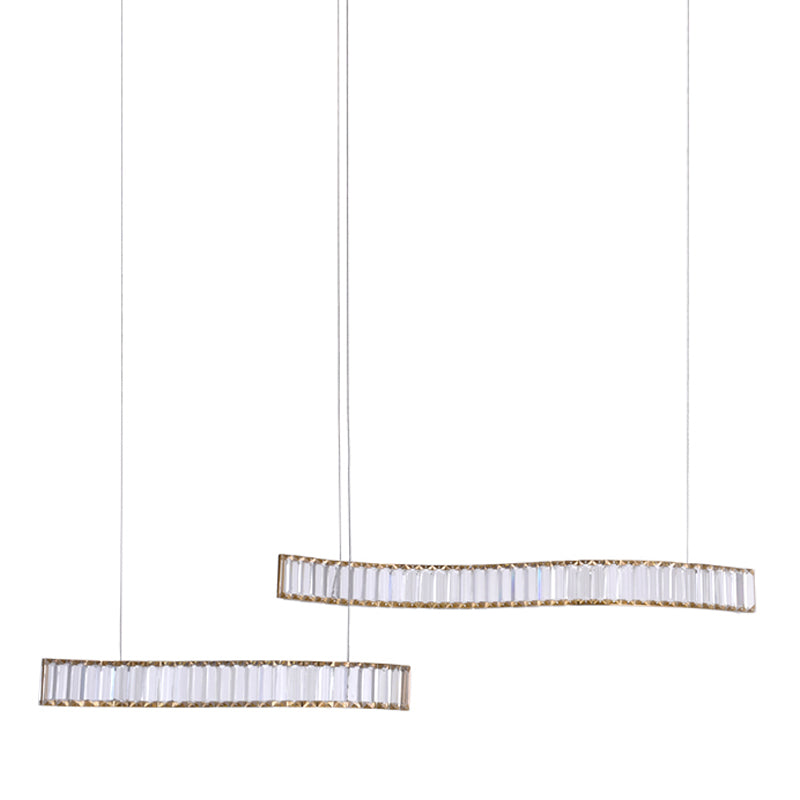 Contemporary Island Light Linear Crystal Island Chandelier Lights for Kitchen