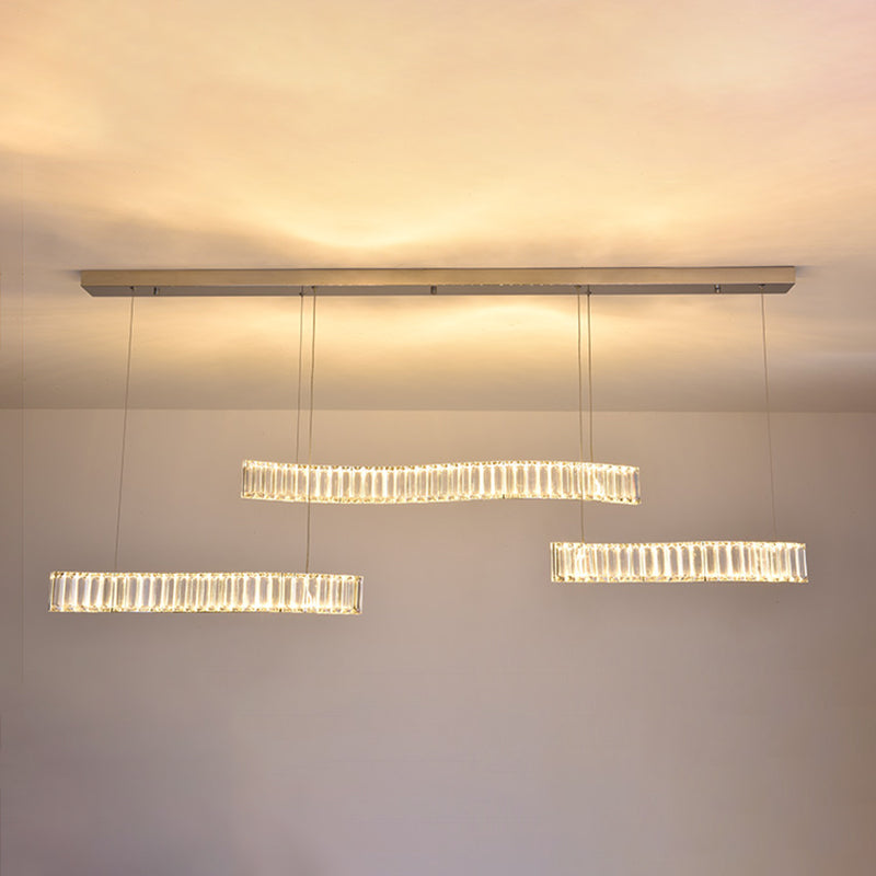 Contemporary Island Light Linear Crystal Island Chandelier Lights for Kitchen