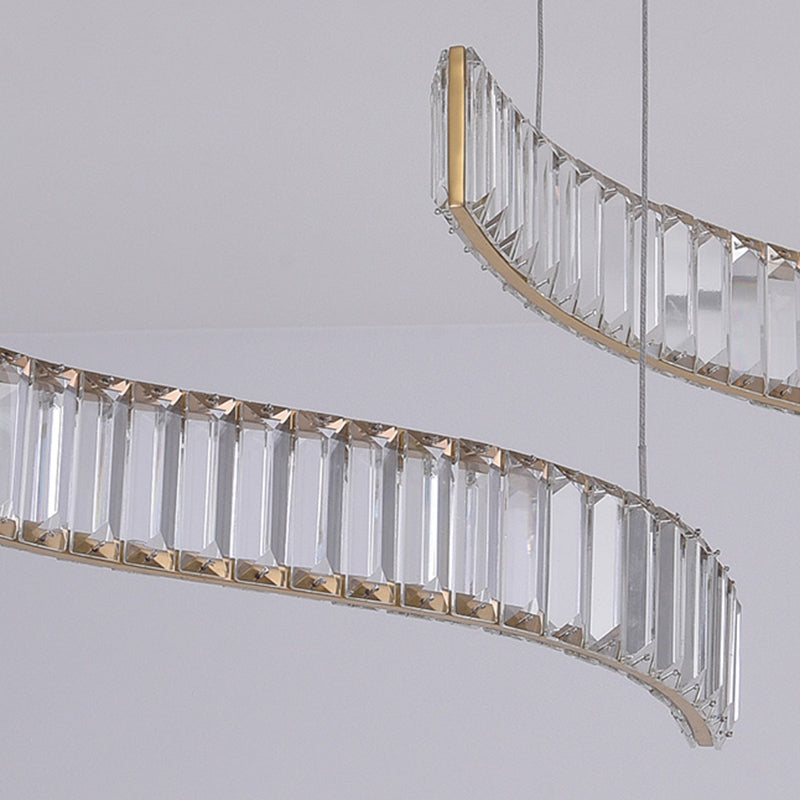 Contemporary Island Light Linear Crystal Island Chandelier Lights for Kitchen