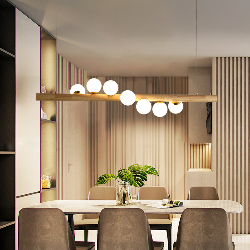 Modern Style Linear Hanging Island Lights White Glass Pendant Light Fixtures