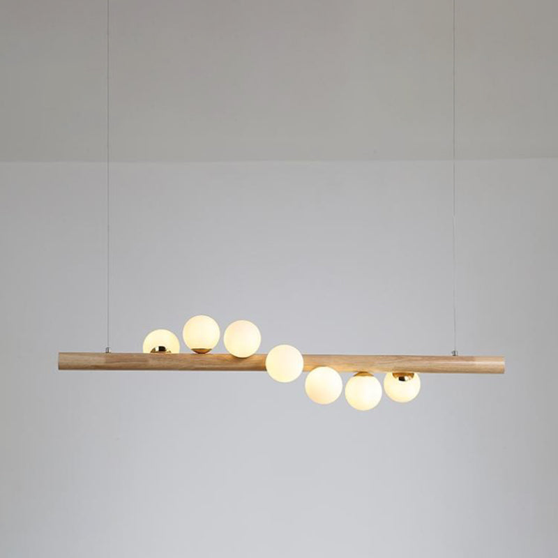 Modern Style Linear Hanging Island Lights White Glass Pendant Light Fixtures