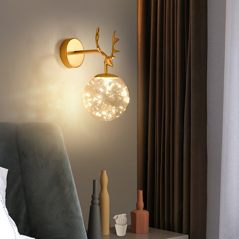 Modern Style Spherical Shape Wall Sconce Metal 1 Light Sconce Lighting for Bedroom