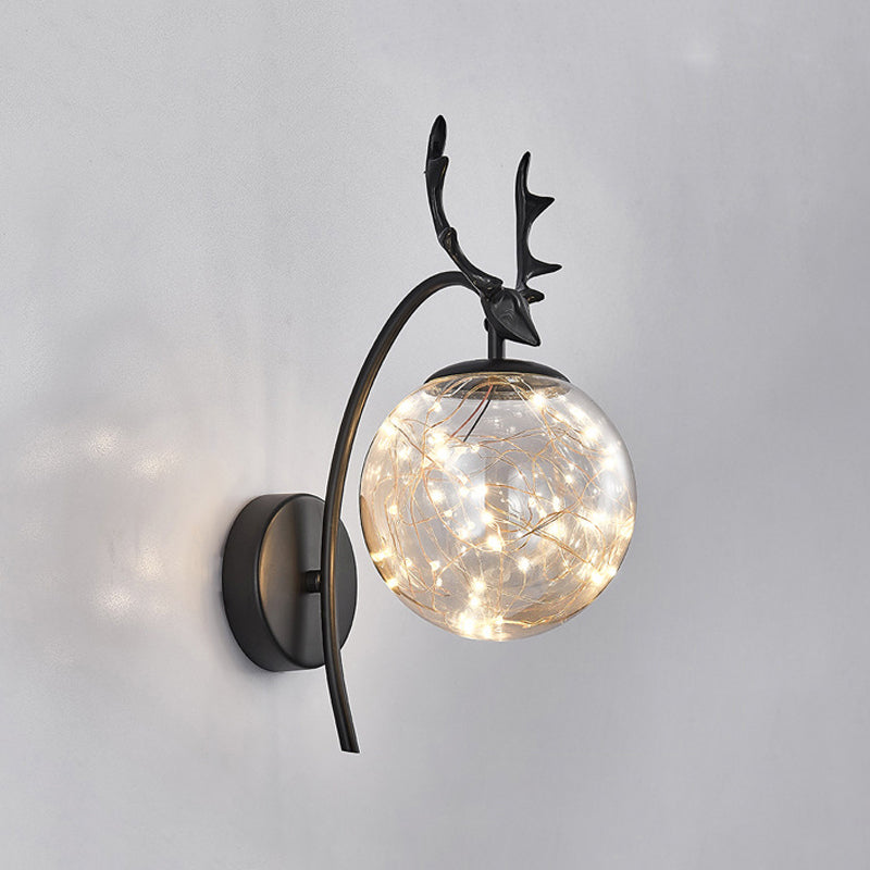 Modern Style Spherical Shape Wall Sconce Metal 1 Light Sconce Lighting for Bedroom