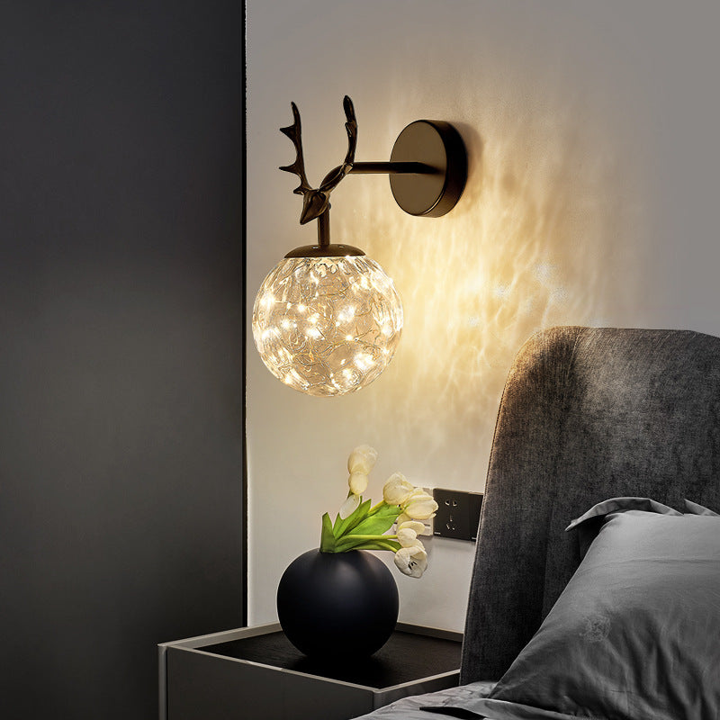 Modern Style Spherical Shape Wall Sconce Metal 1 Light Sconce Lighting for Bedroom