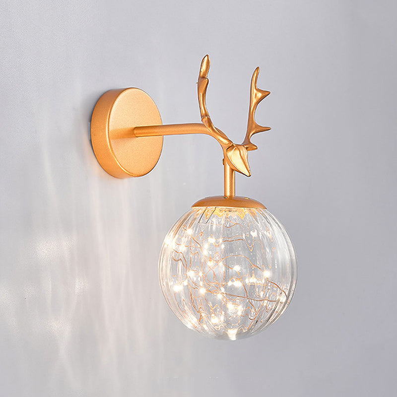 Modern Style Spherical Shape Wall Sconce Metal 1 Light Sconce Lighting for Bedroom