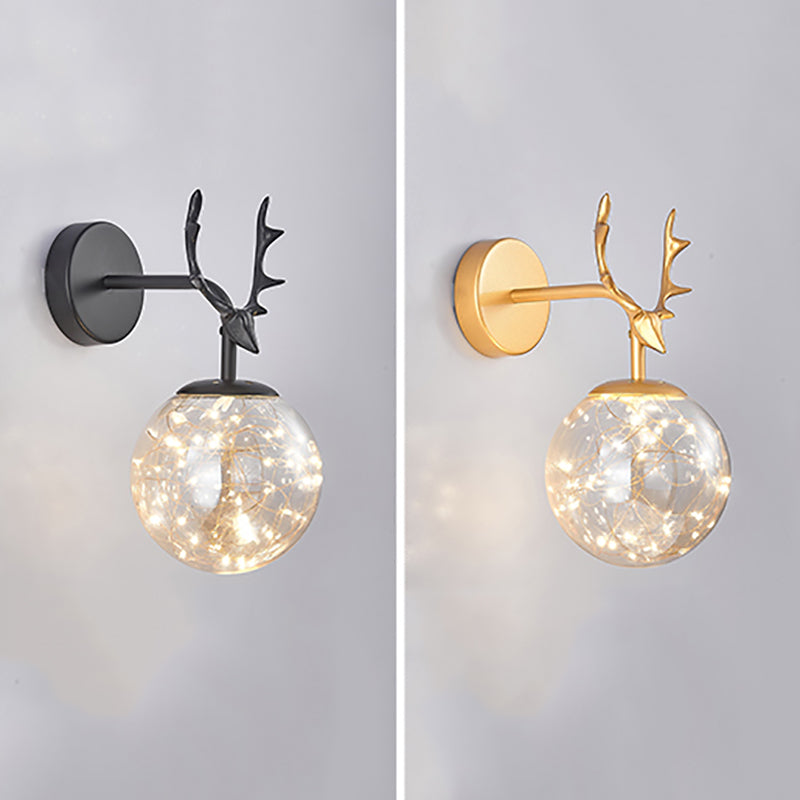 Modern Style Spherical Shape Wall Sconce Metal 1 Light Sconce Lighting for Bedroom