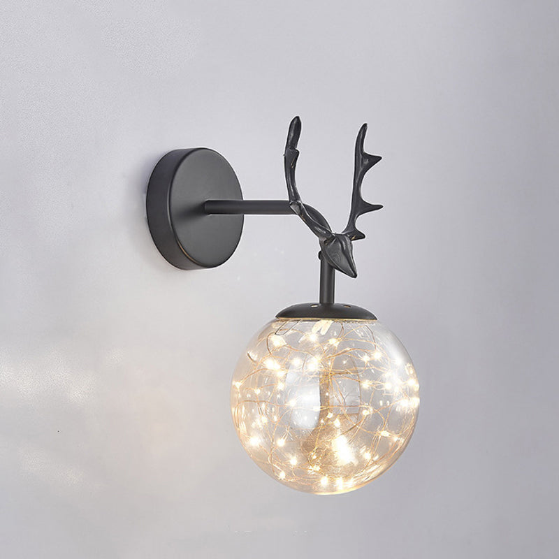 Modern Style Spherical Shape Wall Sconce Metal 1 Light Sconce Lighting for Bedroom