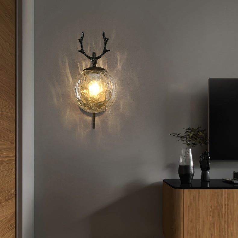 Modern Style Spherical Shape Wall Sconce Metal 1 Light Sconce Lighting for Bedroom