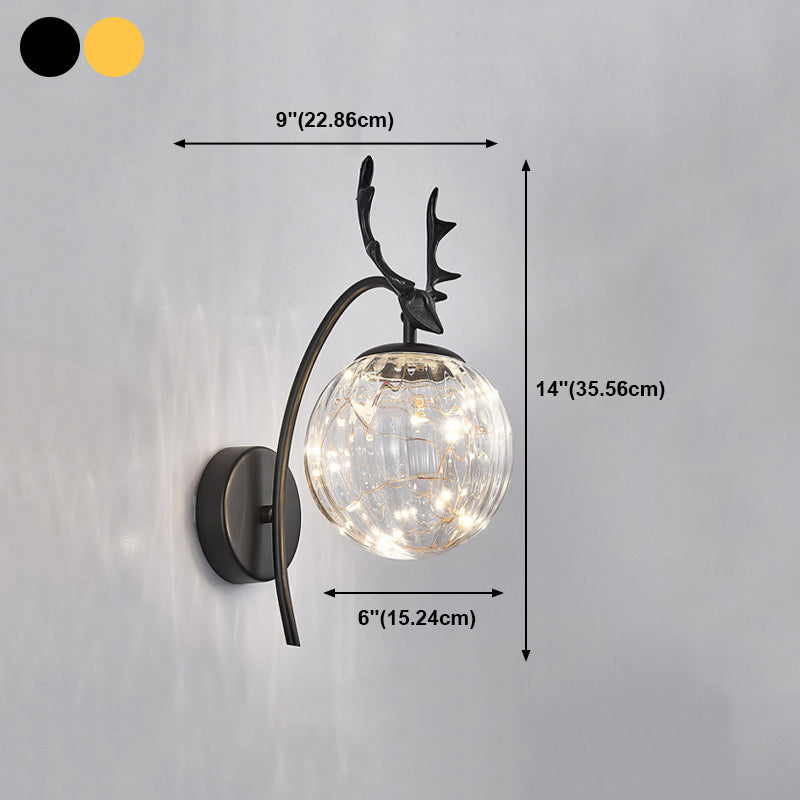 Modern Style Spherical Shape Wall Sconce Metal 1 Light Sconce Lighting for Bedroom