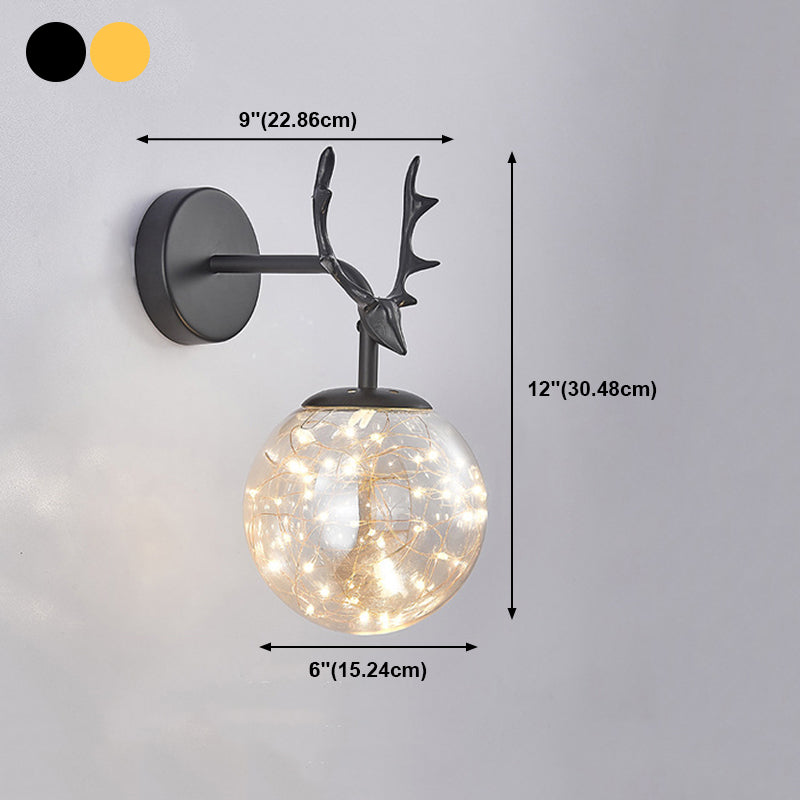 Modern Style Spherical Shape Wall Sconce Metal 1 Light Sconce Lighting for Bedroom