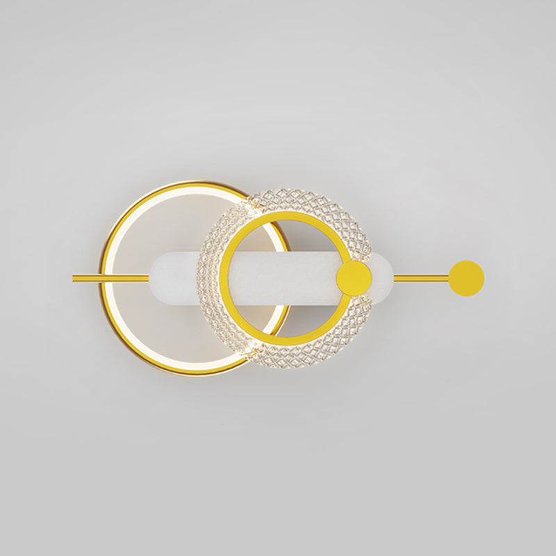 Metal Geometric Shape Wall Light Modern Style 2-Lights Wall Mounted Light Fixture in Gold