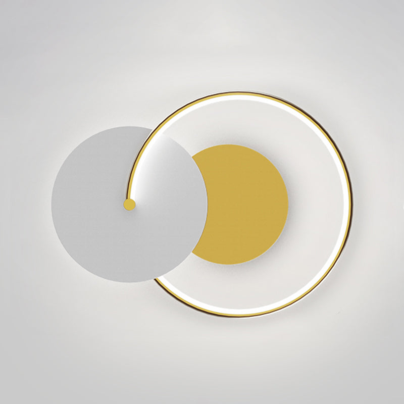 Metal Geometric Shape Wall Light Modern Style 2-Lights Wall Mounted Light Fixture in Gold