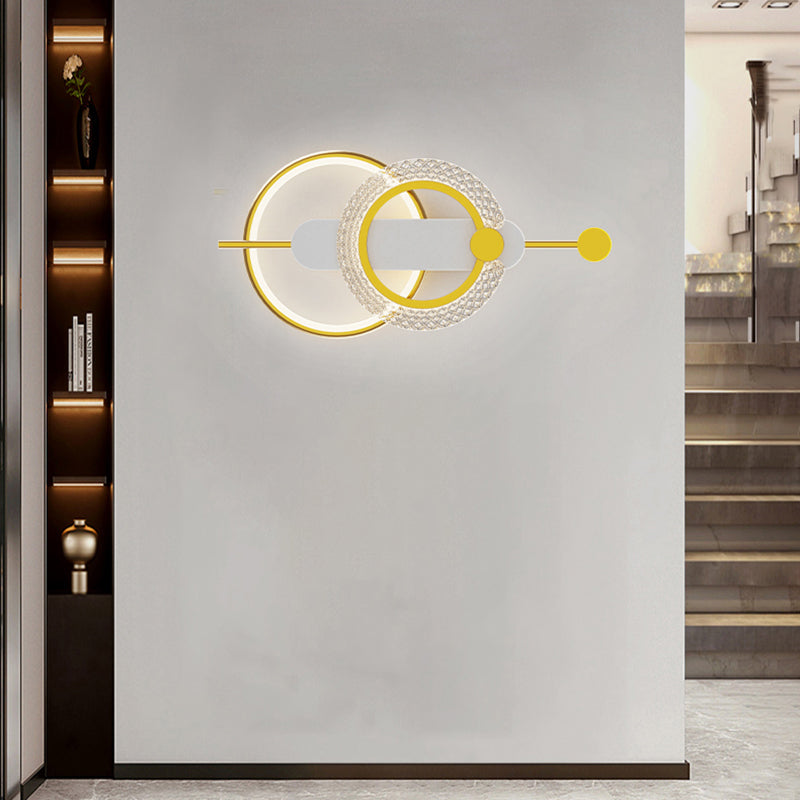 Metal Geometric Shape Wall Light Modern Style 2-Lights Wall Mounted Light Fixture in Gold