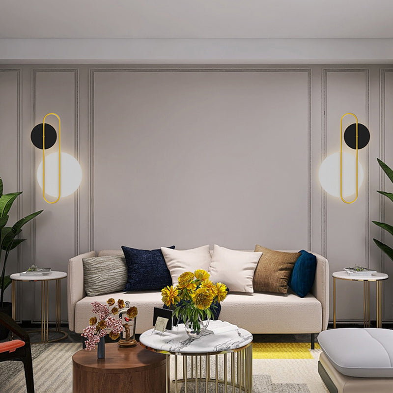 Metal Geometric Shape Wall Light Modern Style 2-Lights Wall Mounted Light Fixture in Gold