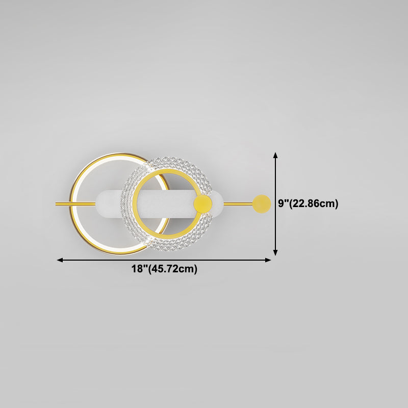 Metal Geometric Shape Wall Light Modern Style 2-Lights Wall Mounted Light Fixture in Gold